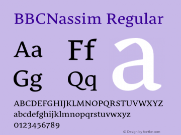BBCNassim Version 1.511 October 3, 2014 Font Sample