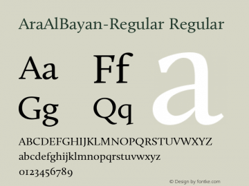 AraAlBayan-Regular Version 1.000;PS 002.000;hotconv 1.0.70;makeotf.lib2.5.58329图片样张