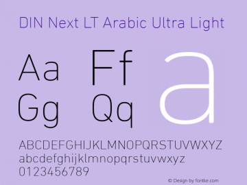 DIN Next LT Arabic UltraLight Version 1.00 Font Sample