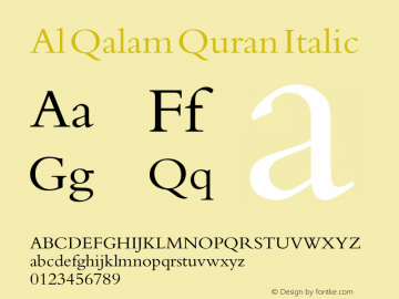 Al Qalam Quran Italic 3.0, 2009 Font Sample