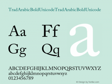 Trad Arabic Bold Unicode Version 1.00 Font Sample