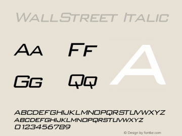 WallStreet Italic Altsys Fontographer 4.1 5/11/95 Font Sample