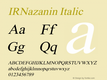 IRNazanin-Italic Version 1.000 Font Sample