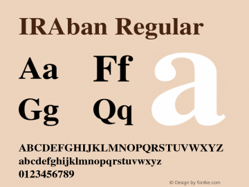 IRAban Version 1.001 Font Sample