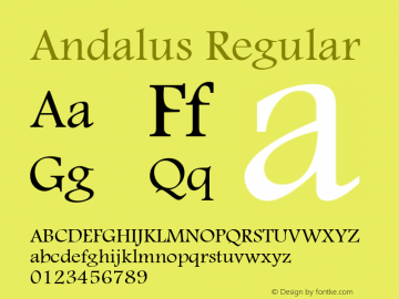 Andalus Version 5.00 Font Sample