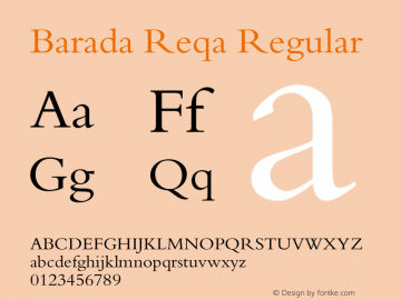 Barada Reqa Version 1, Palestine 2001 Font Sample