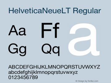 HelveticaNeueLT Regular Version 1.01 November 5, 2014图片样张