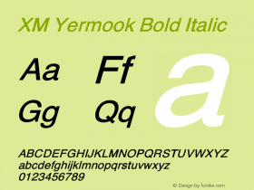 XM Yermook Bold Italic Version 7.004 2007 Font Sample