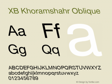 XB Khoramshahr Oblique Version 8.005 2009 Font Sample