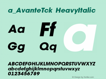 a_AvanteTck HeavyItalic Macromedia Fontographer 4.1 12.11.97 Font Sample