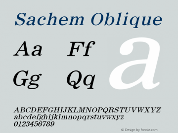 Sachem Oblique 1.0 Tue Sep 20 18:46:29 1994 Font Sample
