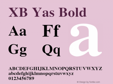 XB Yas Bold Version 4.000 2007 initial release Font Sample