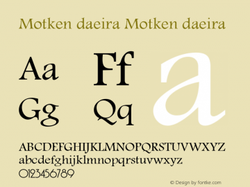 Motken daeira Motken daeira Font Sample