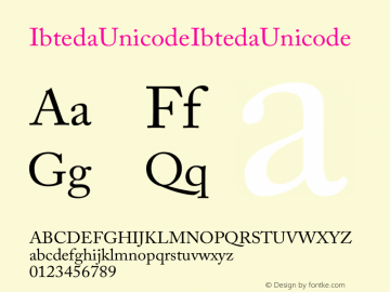 Ibteda Unicode Version 1.00 Font Sample