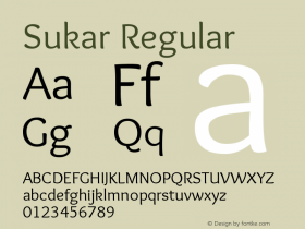 Sukar Regular Version 1.00 March 17, 2016, initial release图片样张