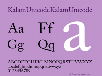 Kalam Unicode Version 1.00 Font Sample