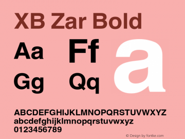 XB Zar Bold Version 7.010 2007 Font Sample