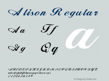 Alison Regular Altsys Fontographer 3.5  3/6/92 Font Sample