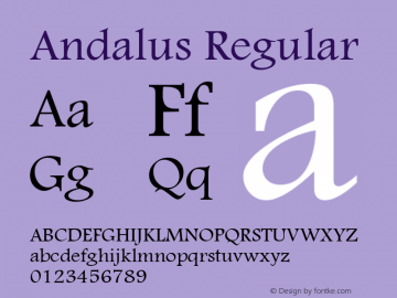 Andalus Version 5.92 Font Sample