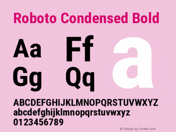 Roboto Condensed Bold Version 2.01404; 2016 Font Sample