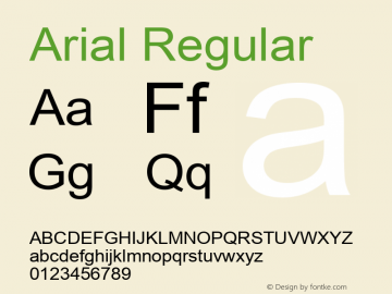 Arial MS core font:V2.00 Font Sample