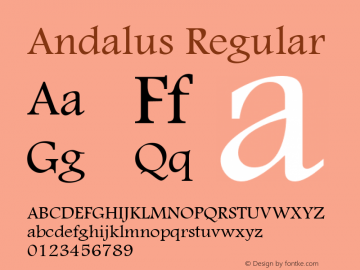 Andalus Version 5.92 Font Sample