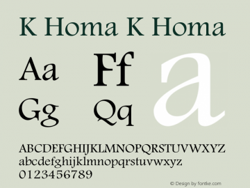 K Homa 1.0 Font Sample
