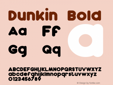 Dunkin Bold Version 2.00 - June 14, 2013 Font Sample