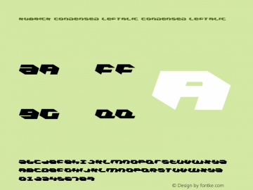 Kubrick Condensed Leftalic 001.000 Font Sample