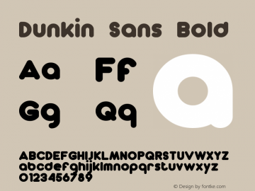 Dunkin Sans Bold Version 2.00 - June 14, 2013 Font Sample
