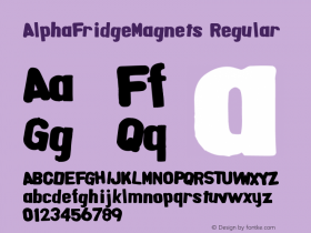 AlphaFridgeMagnets Macromedia Fontographer 4.1.5 6/20/04 Font Sample