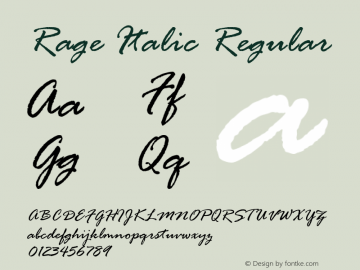Rage Italic Version 1.02 Font Sample