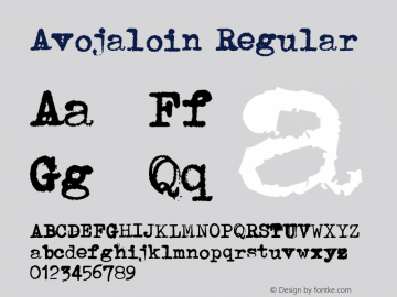 Avojaloin Version 1.00 April 2, 2015, initial release Font Sample