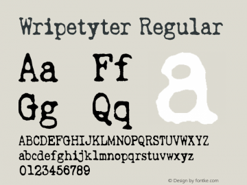 Wripetyter Version 1.00 April 27, 2014, initial release Font Sample