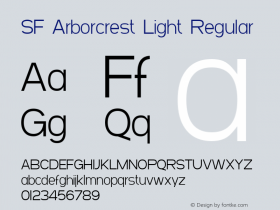 SF Arborcrest Light Regular ver 1.0; 1999. Freeware for non-commercial use.图片样张