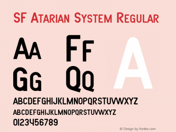 SF Atarian System Regular ver 1.0; 1999. Freeware. Font Sample