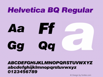 HelveticaBQ-BlackItalic 001.000 Font Sample