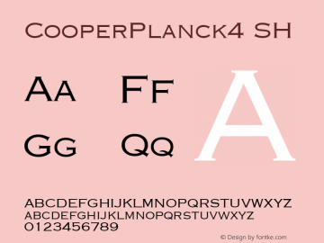 CooperPlanck4 SH SoHo 1.0 9/30/93 Font Sample