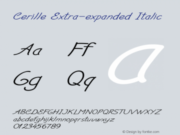 Cerille-ExtraexpandedItalic Version 1.000 Font Sample