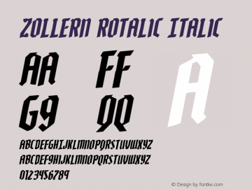 Zollern Rotalic Version 1.0; 2012 Font Sample