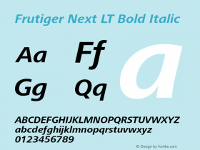 FrutigerNextLT-BoldItalic Version 001.001; t1 to otf conv Font Sample