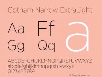 GothamNarrow-ExtraLight Version 2.200; Basic图片样张