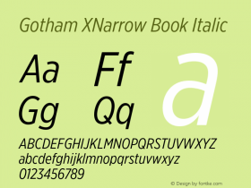 GothamXNarrow-BookItalic Version 2.200; Pro图片样张