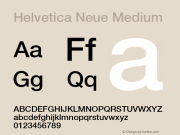 Helvetica Neue Medium 6.1d8e1 Font Sample