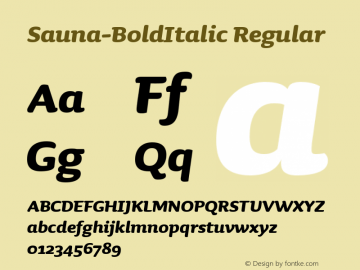 Sauna-BoldItalic 001.001 Font Sample