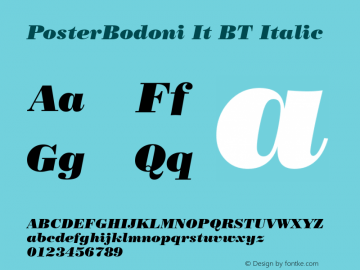 PosterBodoni It BT Italic mfgpctt-v4.4 Dec 22 1998图片样张