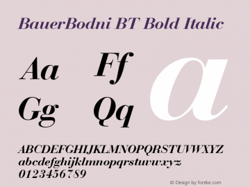 Bauer Bodoni Bold Italic BT mfgpctt-v1.52 Monday, January 25, 1993 1:04:21 pm (EST)图片样张