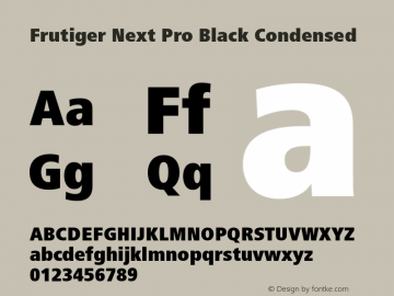 FrutigerNextPro-BlackCn Version 1.00; 2007 Font Sample