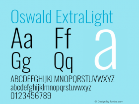 Oswald ExtraLight Version 4.003图片样张