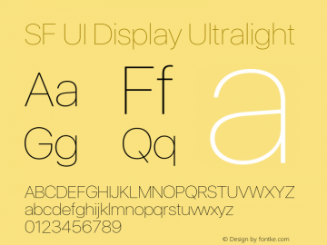 SF UI Display Ultralight 11.0d44e2 Font Sample